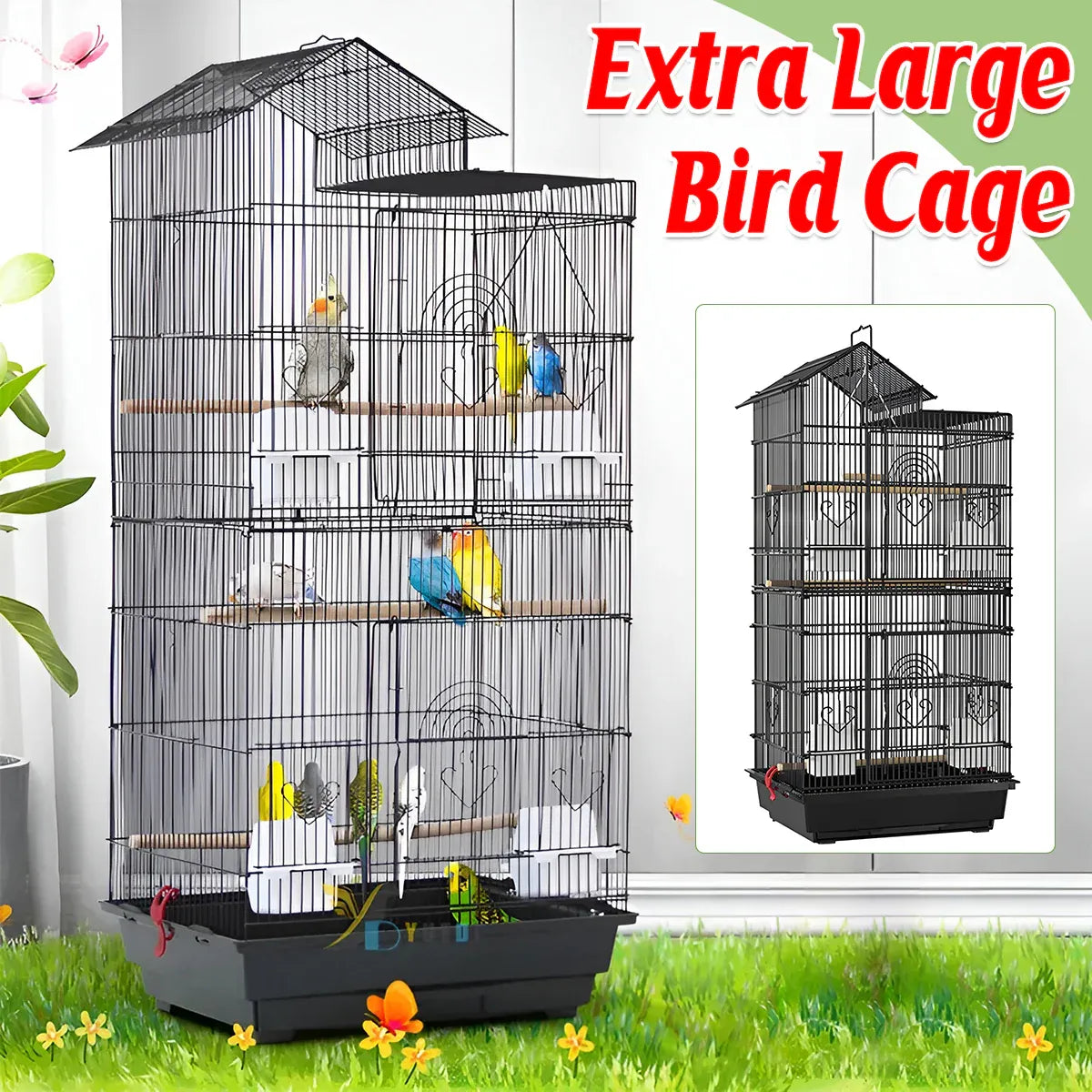 Large Luxury Villa-Style Metal Bird Cage