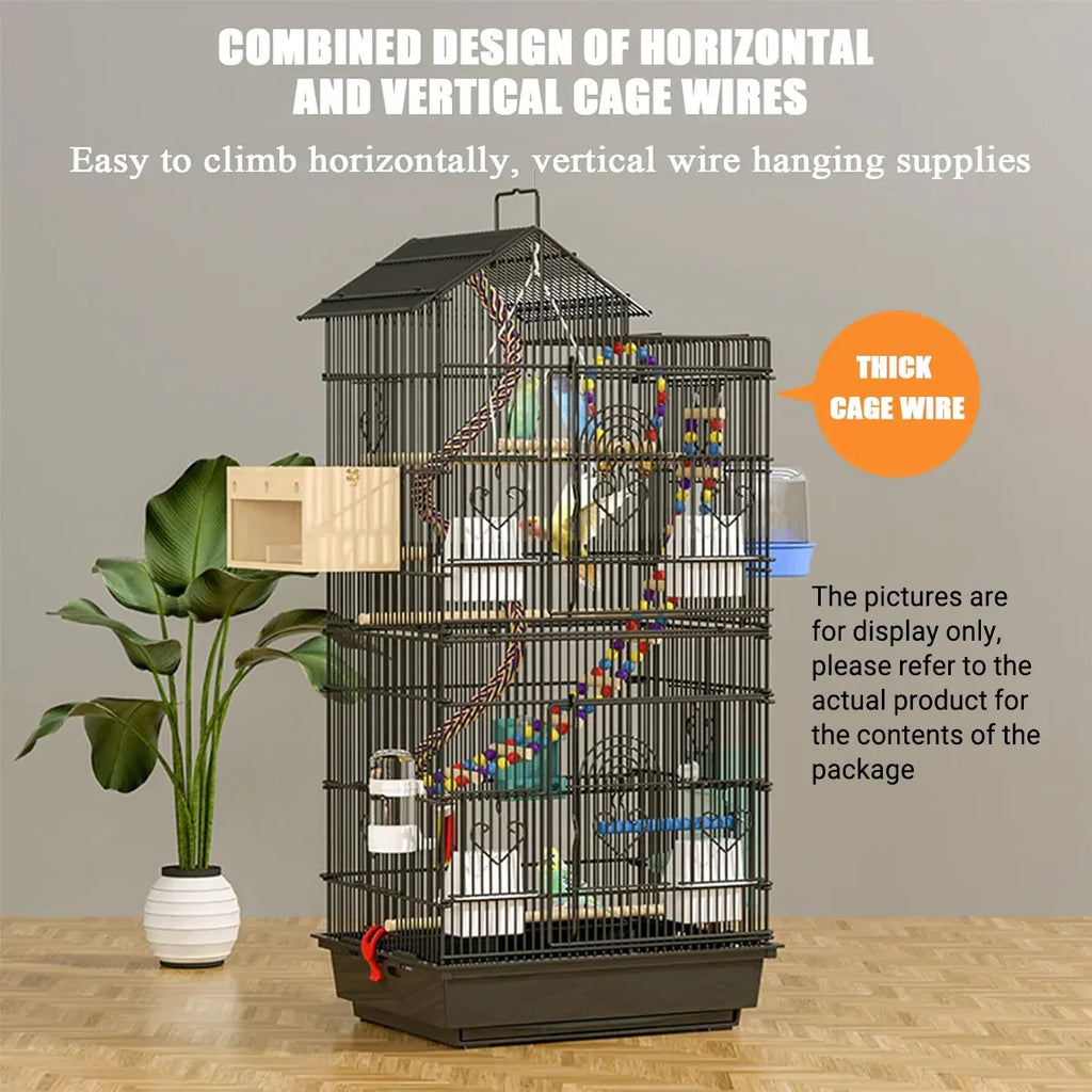 Large Luxury Villa-Style Metal Bird Cage