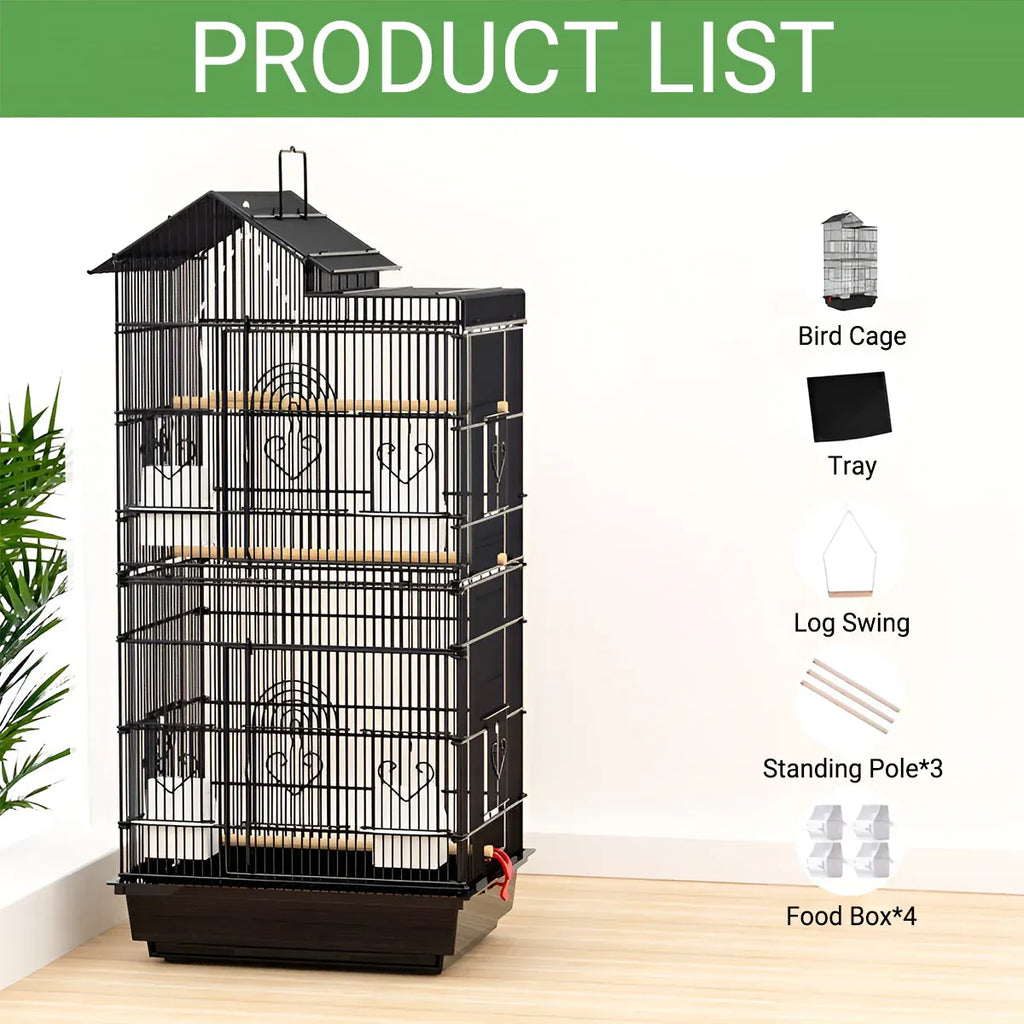 Large Luxury Villa-Style Metal Bird Cage