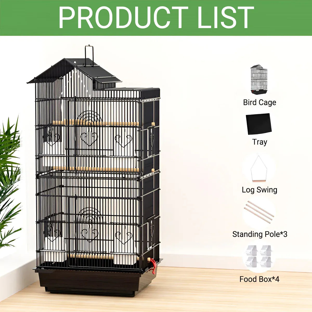 Large Luxury Villa-Style Metal Bird Cage