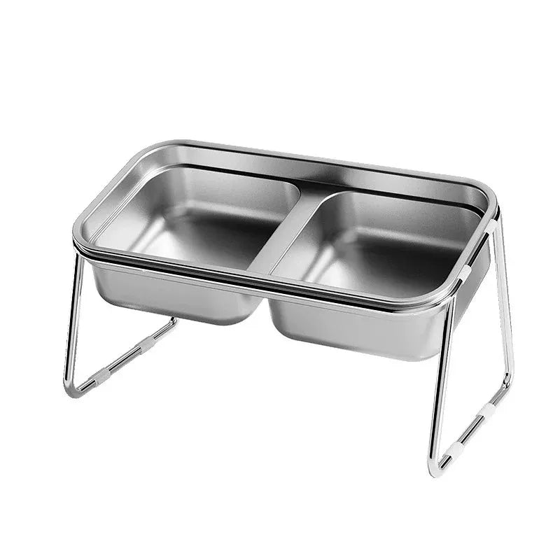 Double Tilted Stainless Steel Cat Bowl Set