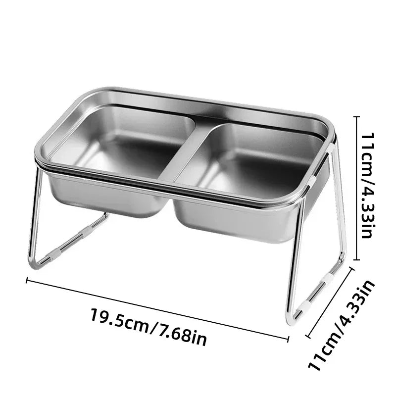 Double Tilted Stainless Steel Cat Bowl Set