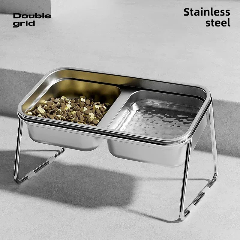 Double Tilted Stainless Steel Cat Bowl Set