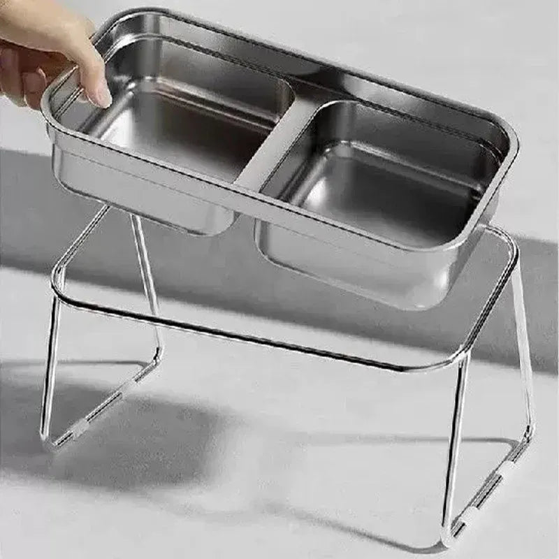 Double Tilted Stainless Steel Cat Bowl Set