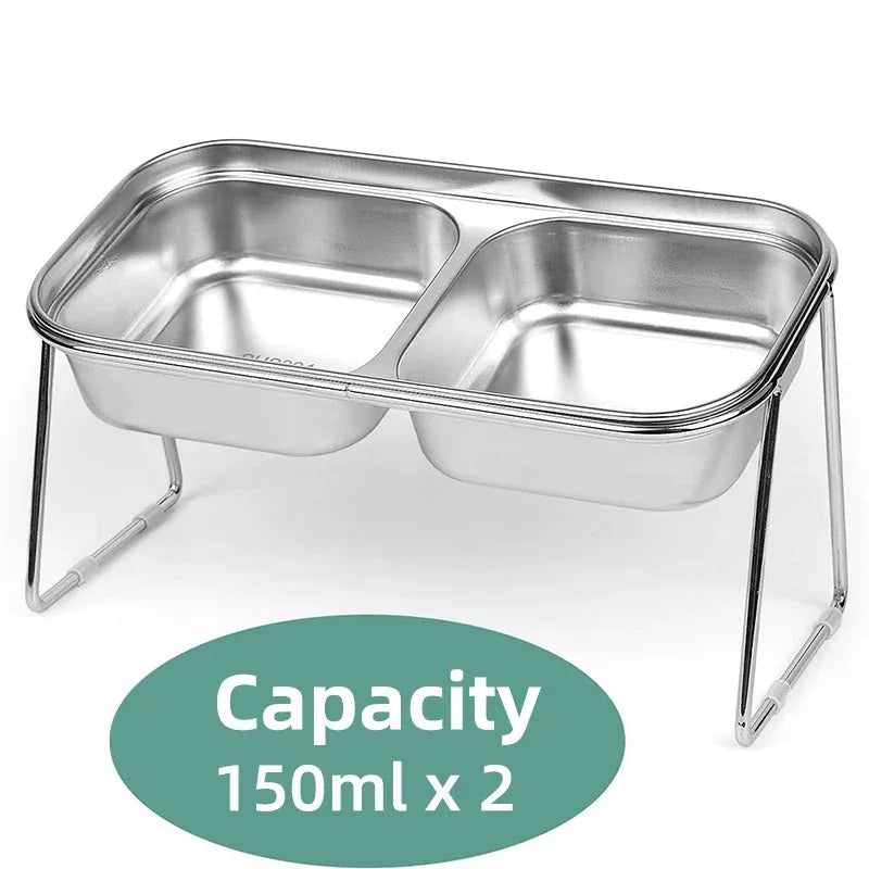 Double Tilted Stainless Steel Cat Bowl Set