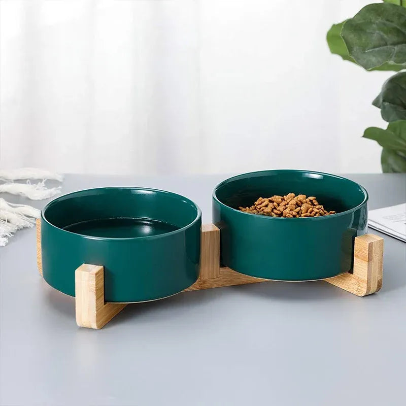 Double Ceramic Pet Bowl Set – Pink