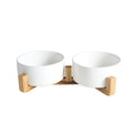 Double Ceramic Pet Bowl Set – White