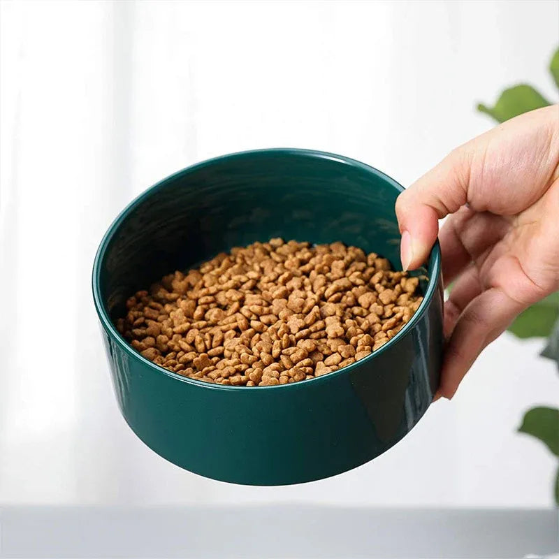 Double Ceramic Pet Bowl Set – White