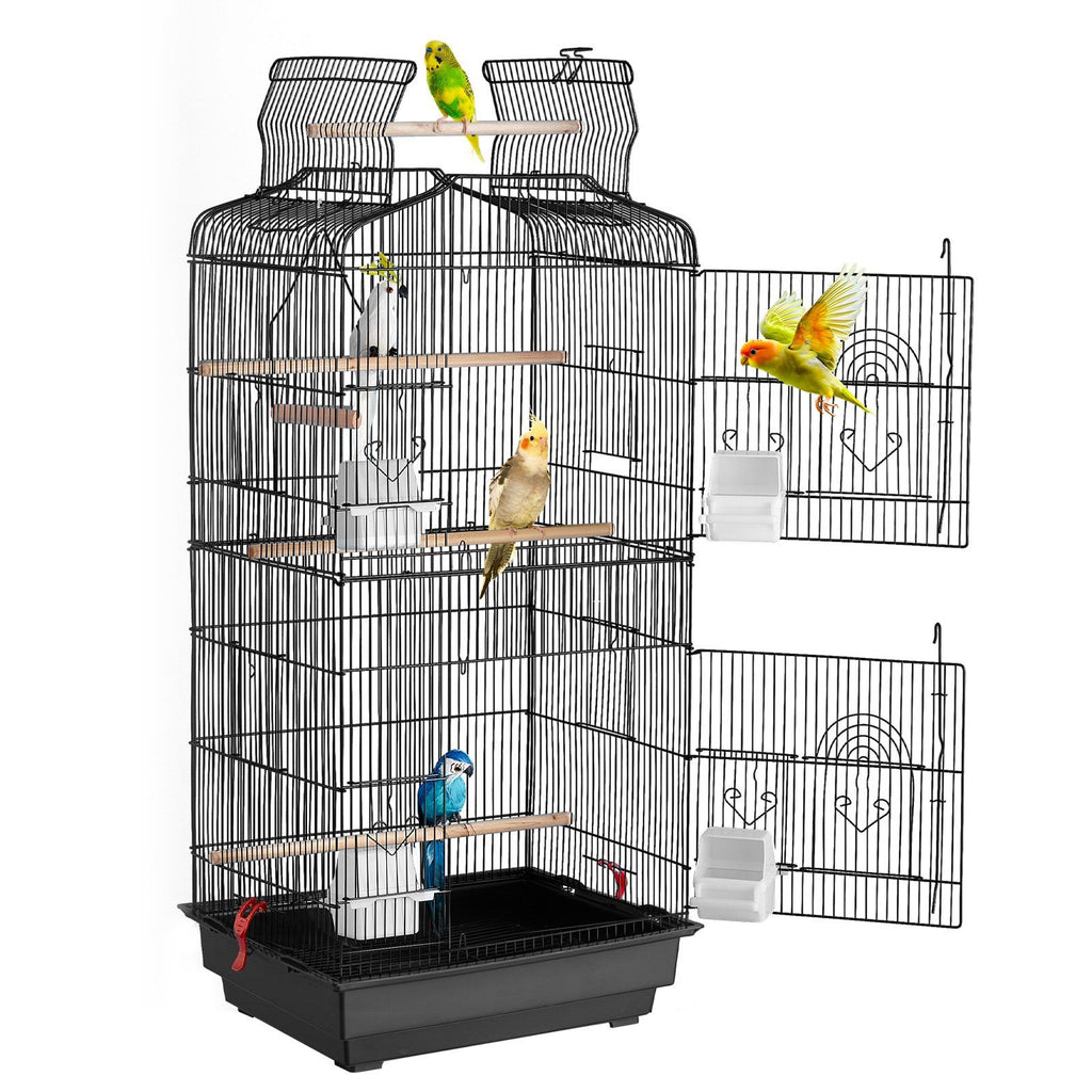 104cm Open-Top Bird Cage with Stand – Black