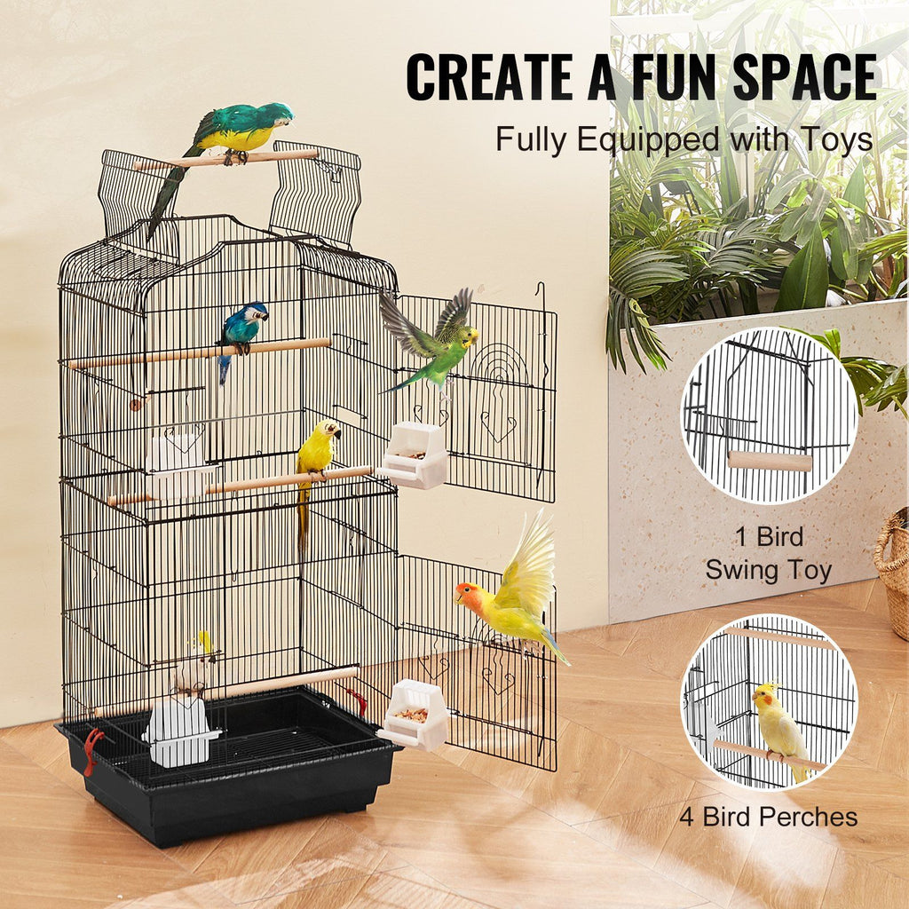 104cm Open-Top Bird Cage with Stand – Black