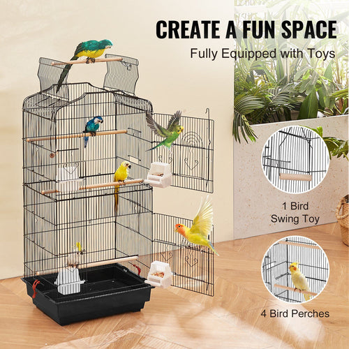 104cm Open-Top Bird Cage with Stand – Black