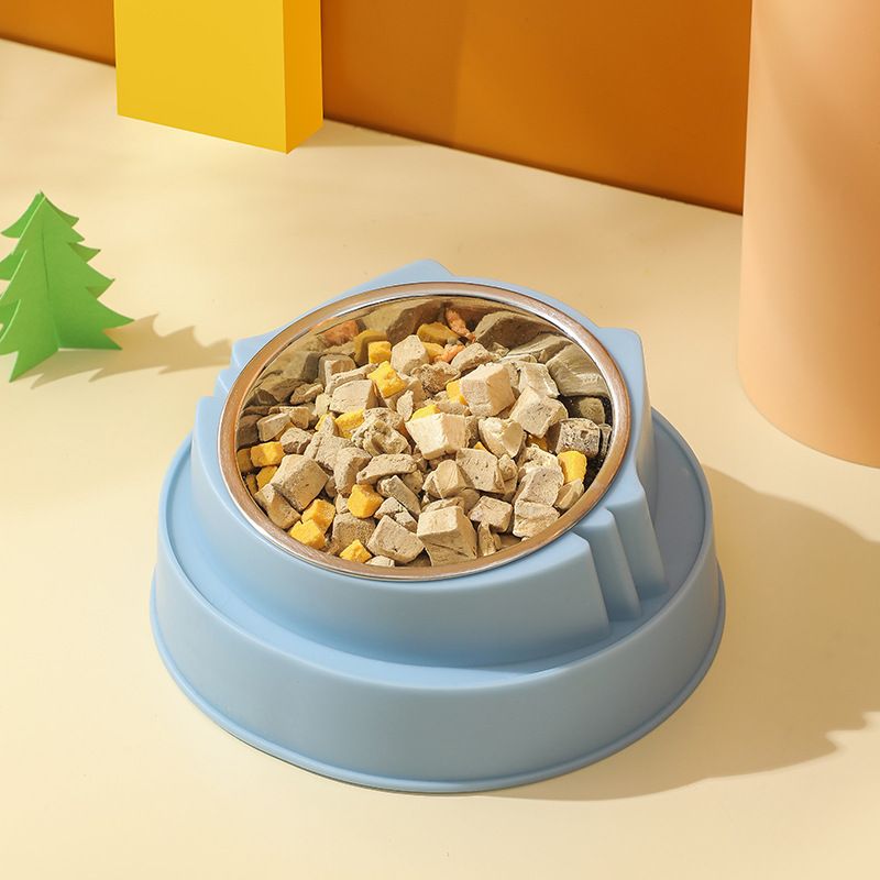 Raised Stainless Steel Cat Bowl – Blue