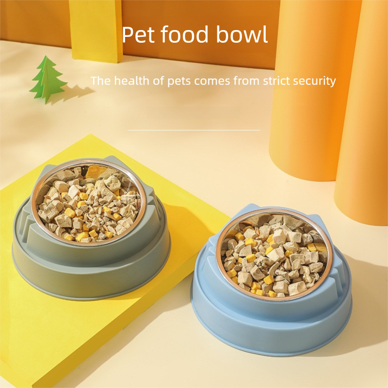 Raised Stainless Steel Cat Bowl – Blue