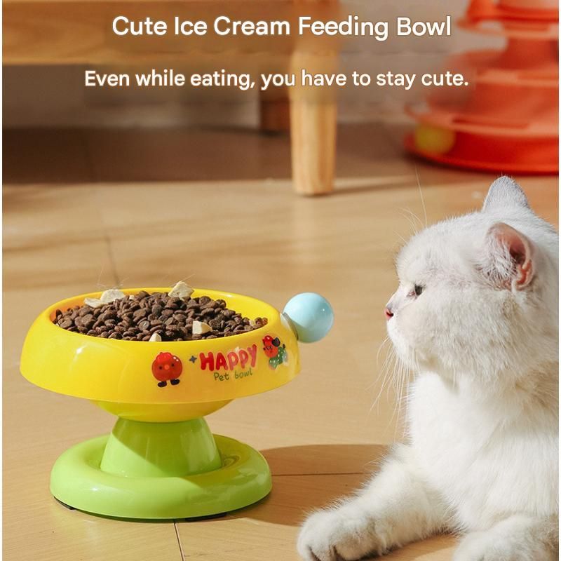 Elevated Pet Bowl with Stainless Steel Insert – White & Blue