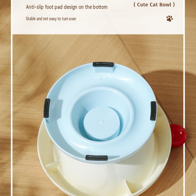 Elevated Pet Bowl with Stainless Steel Insert – White & Blue