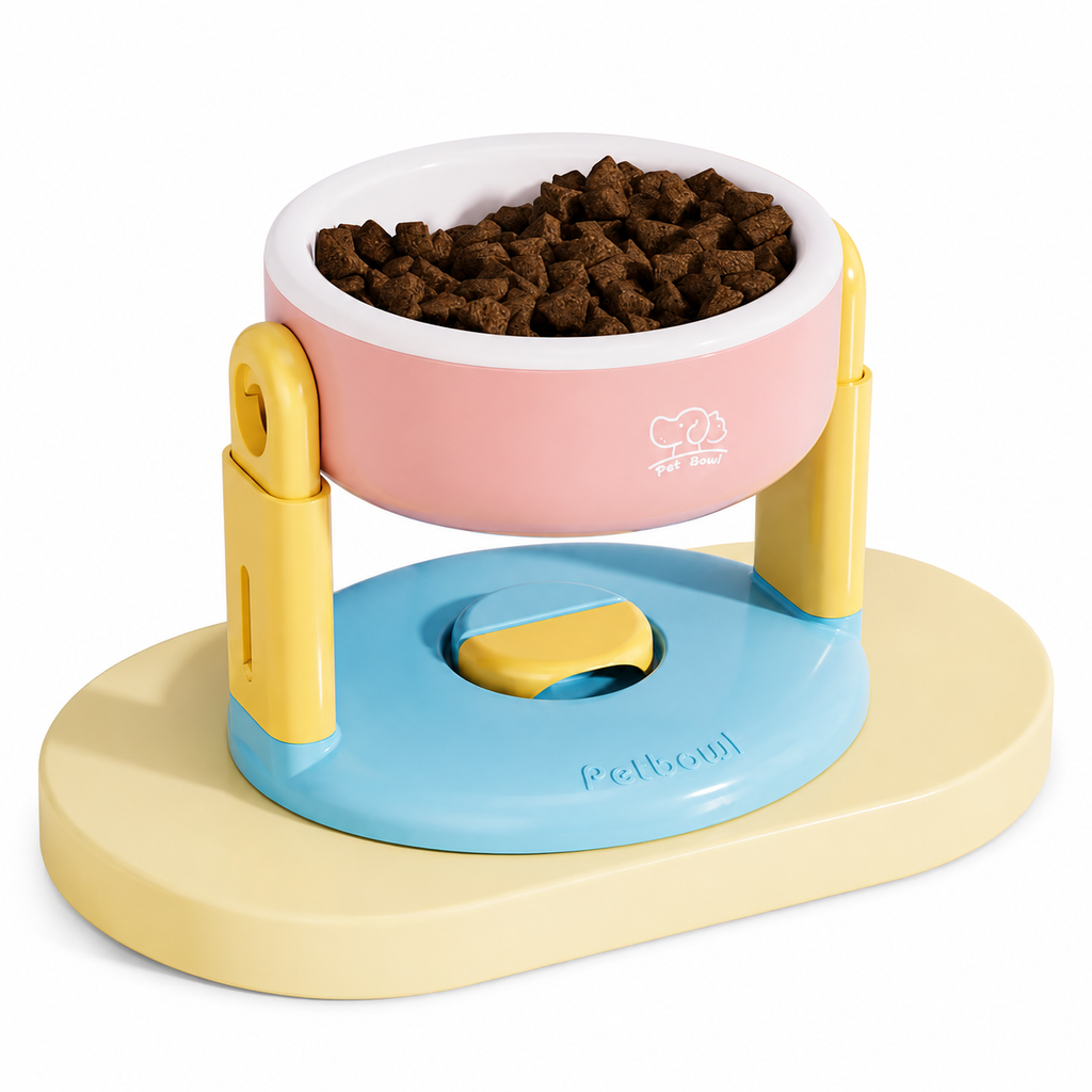 Adjustable Anti-Spill Pet Bowl with Suction Base – Pink