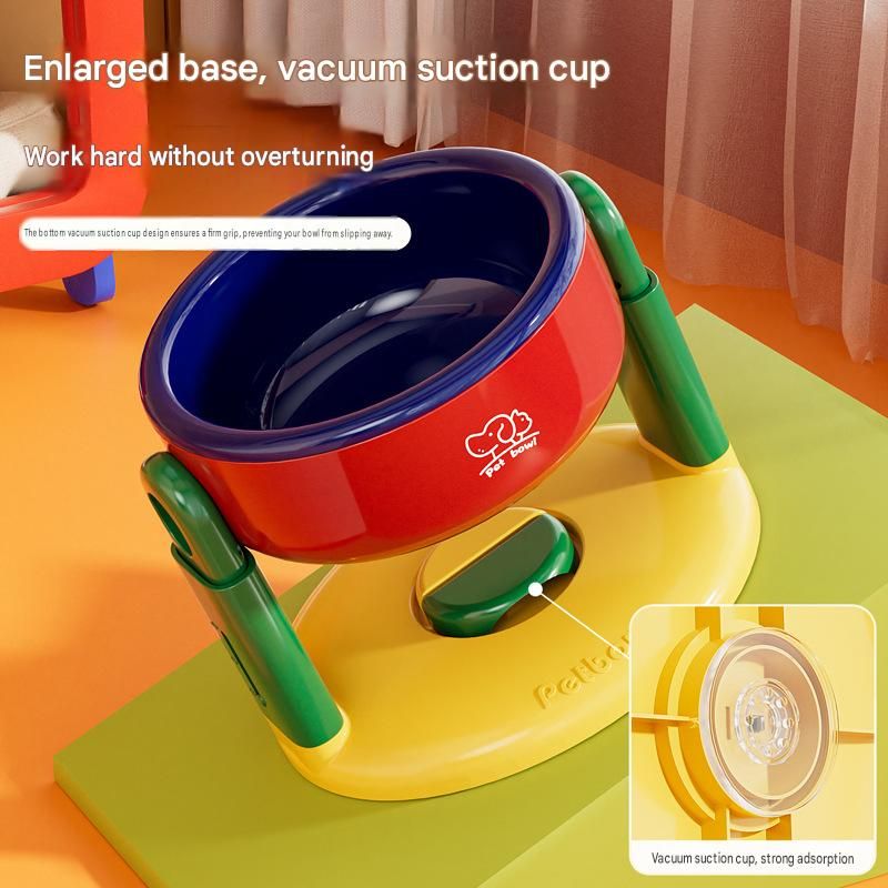 Adjustable Anti-Spill Pet Bowl with Suction Base – Red