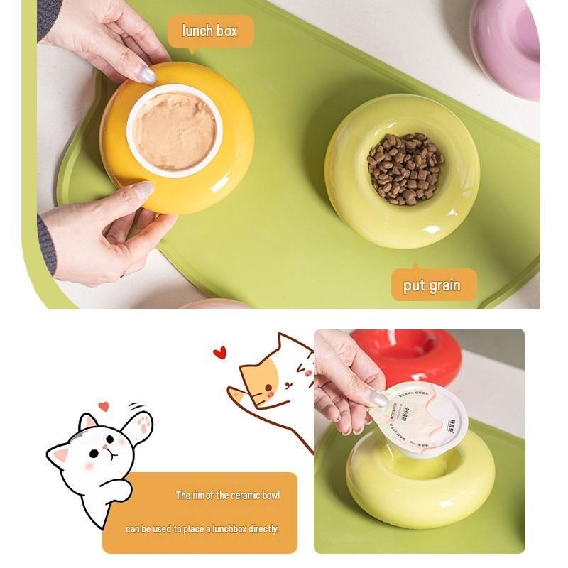50ml Ceramic Donut Pet Bowl – Red