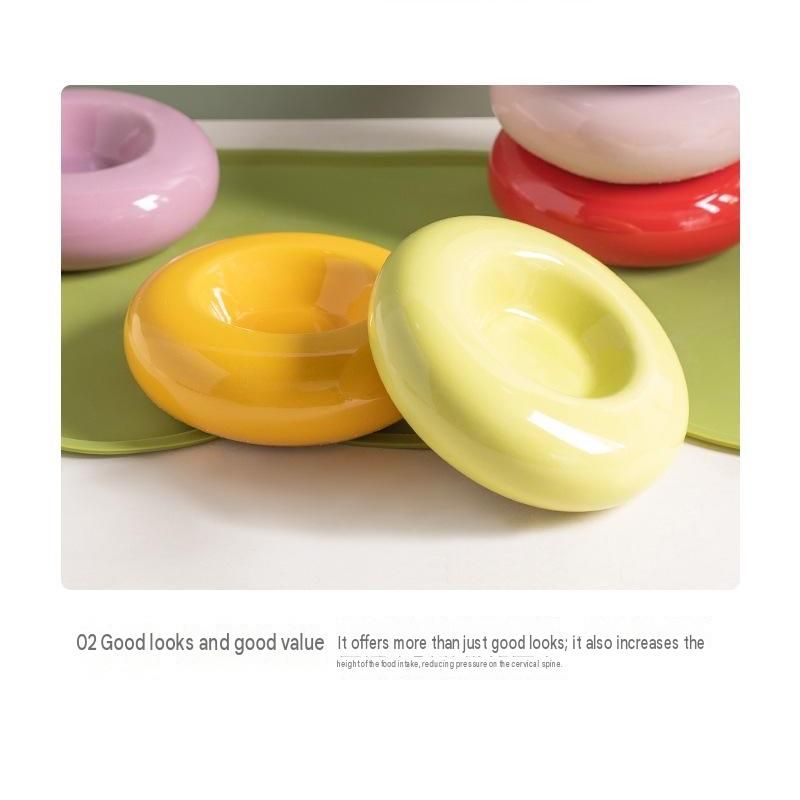 50ml Ceramic Donut Pet Bowl – Red