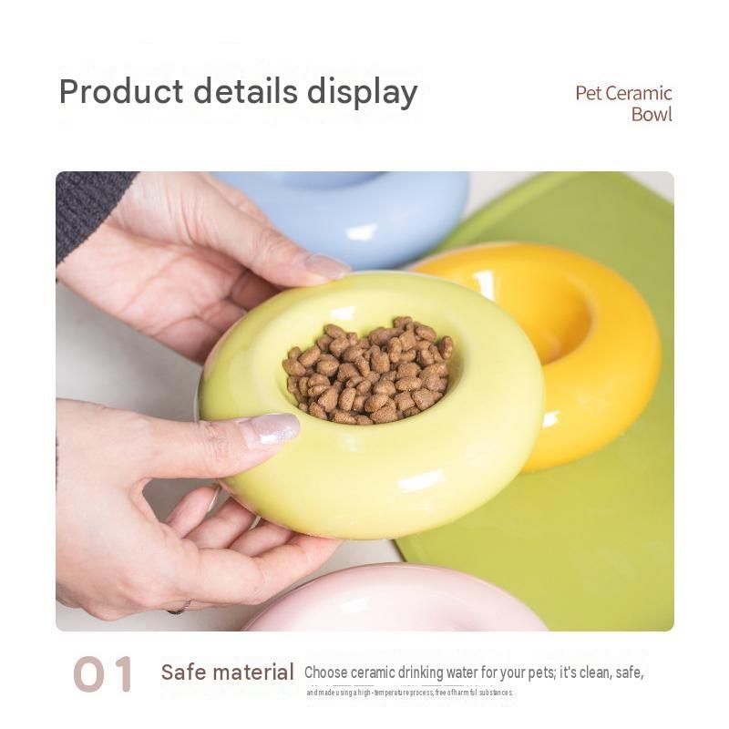 50ml Ceramic Donut Pet Bowl – Green
