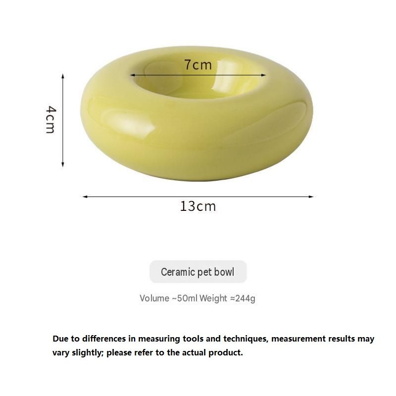 50ml Ceramic Donut Pet Bowl – Yellow