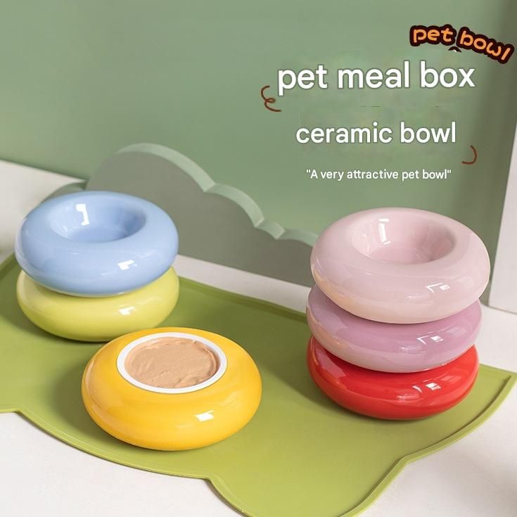 50ml Ceramic Donut Pet Bowl – Pink