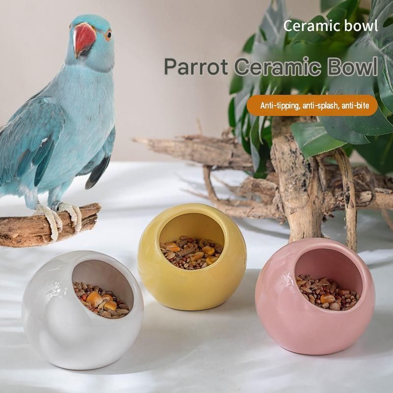 Anti-Splash Ceramic Bird Feeder Bowls – Pink, 2 Pack