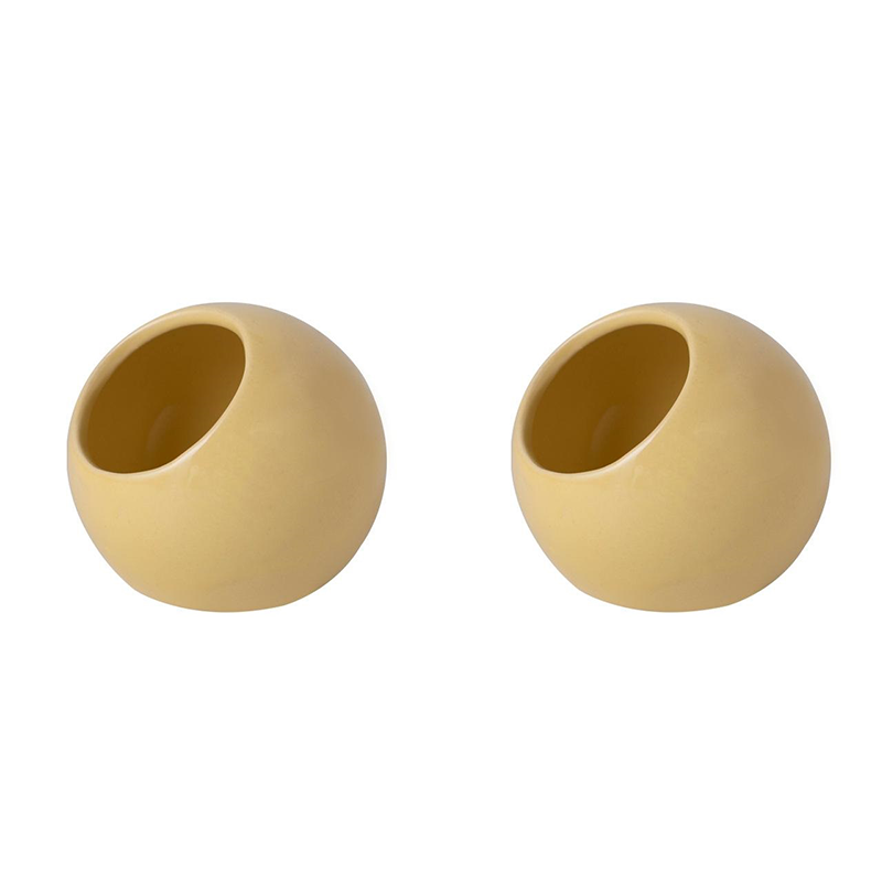 Anti-Splash Ceramic Bird Feeder Bowls – Yellow, 2 Pack
