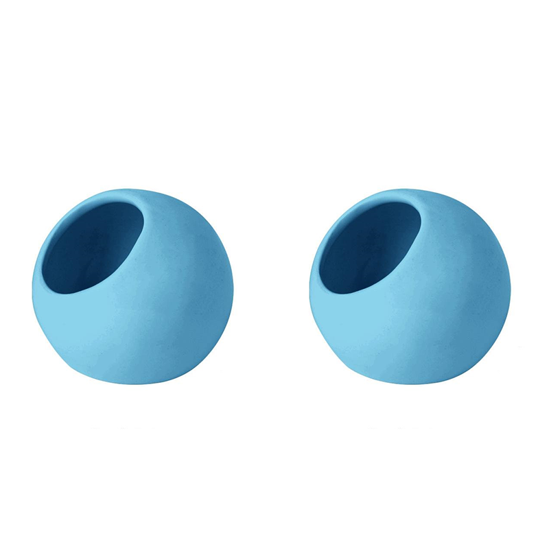Anti-Splash Ceramic Bird Feeder Bowls – Blue, 2 Pack