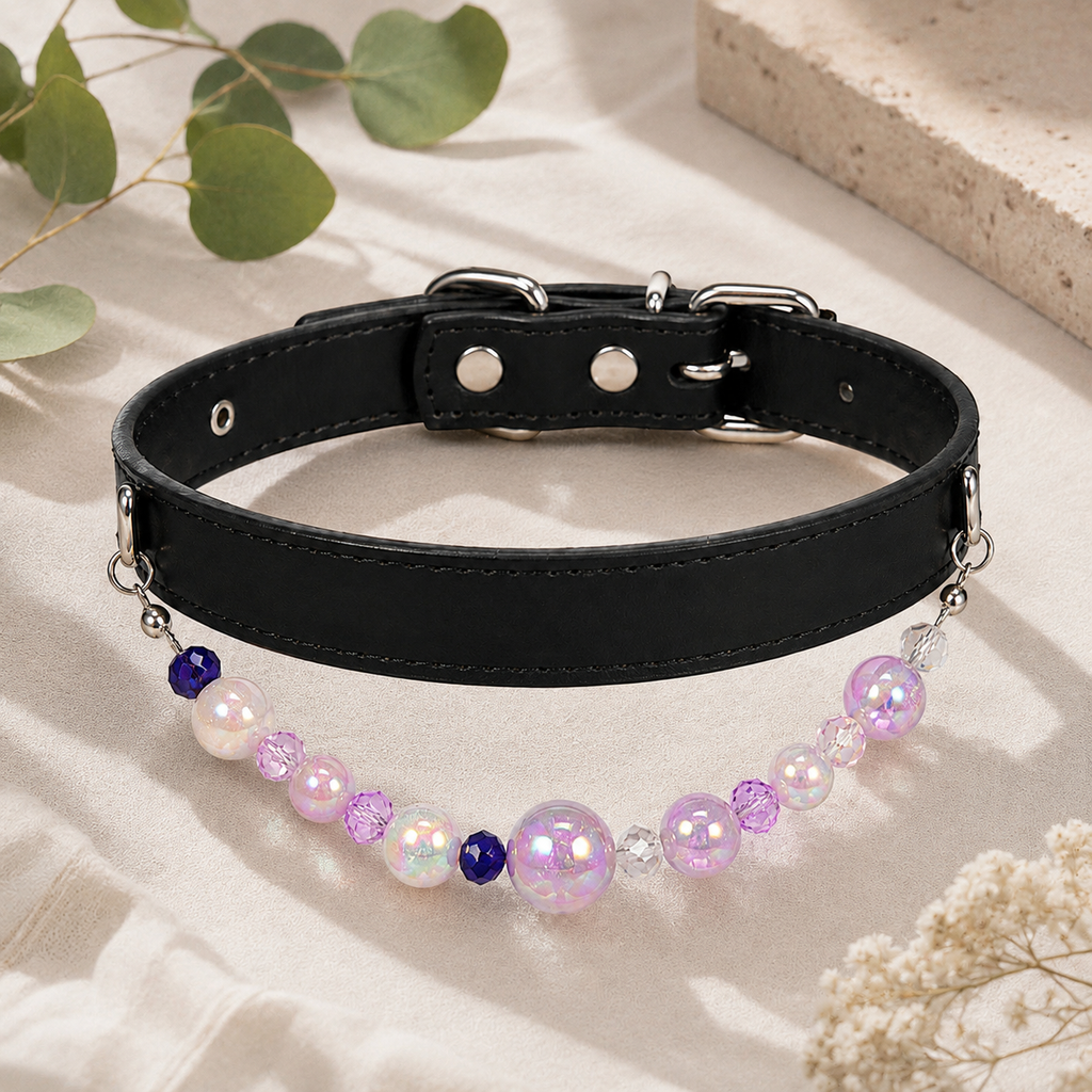 Black Microfibre Dog Collar – Medium