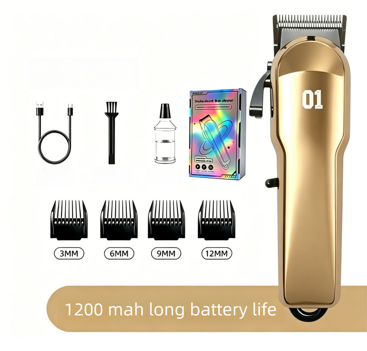 1200mAh Digital Pet Hair Clippers – Gold