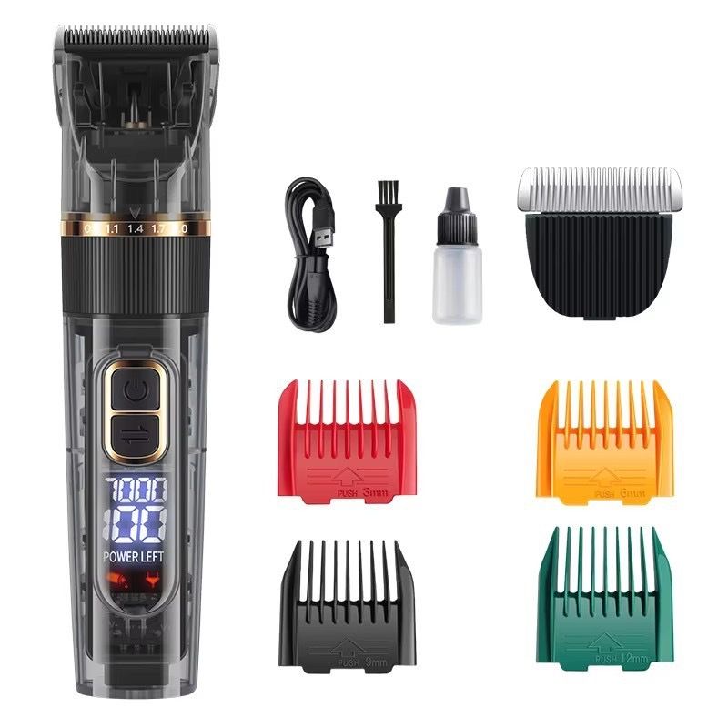 2000mAh Transparent Pet Hair Clippers – Black