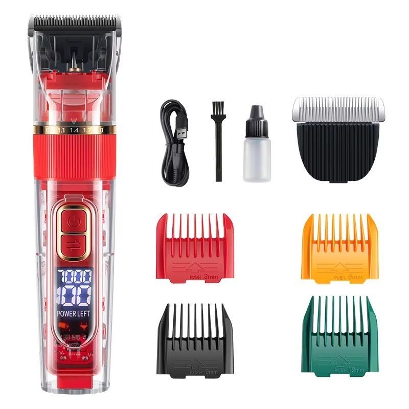 2000mAh Transparent Pet Hair Clippers – Red