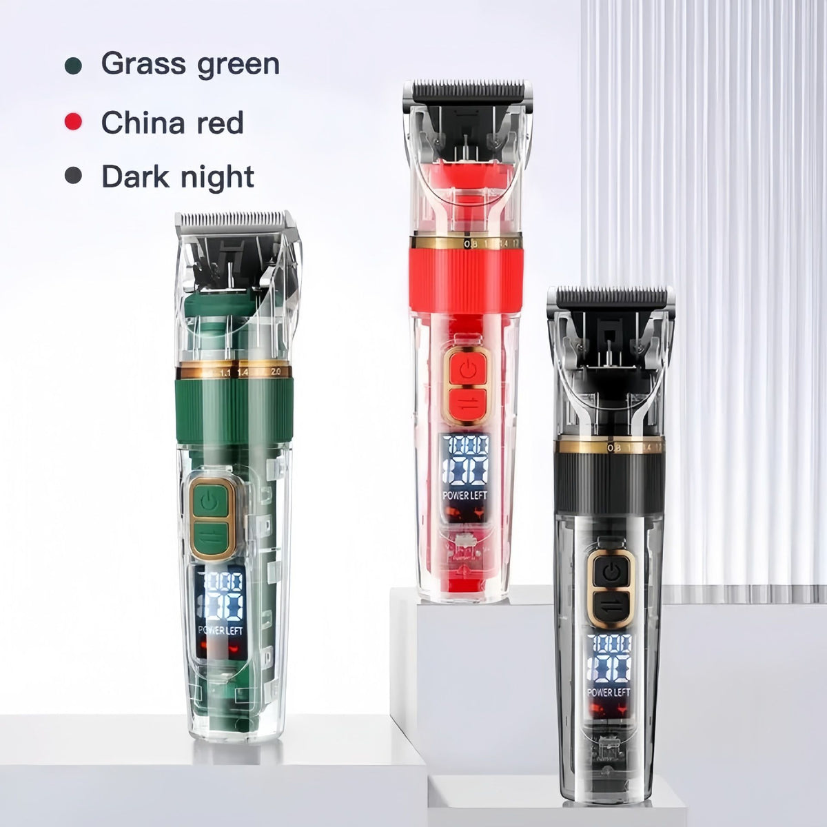 2000mAh Transparent Pet Hair Clippers – Red