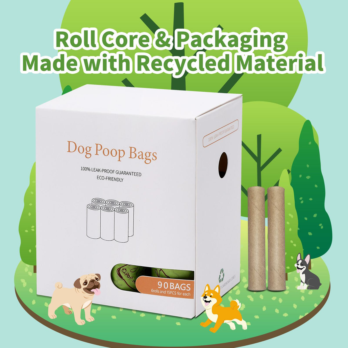 Degradable Dog Waste Bags with Dispenser – 16 Rolls