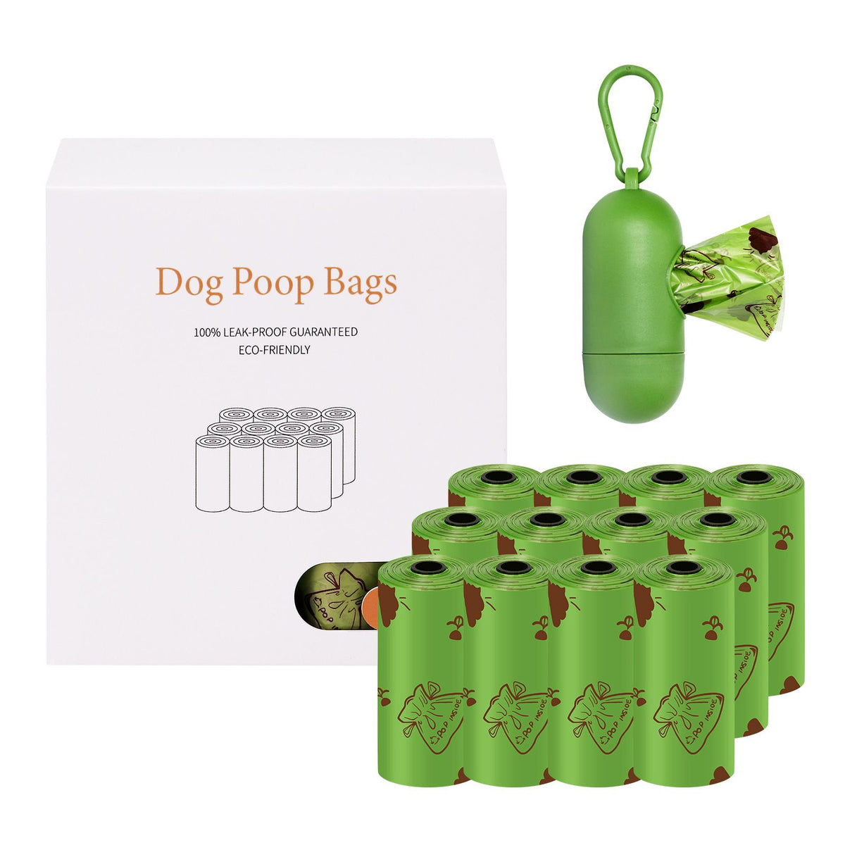 Degradable Dog Waste Bags with Dispenser – 12 Rolls