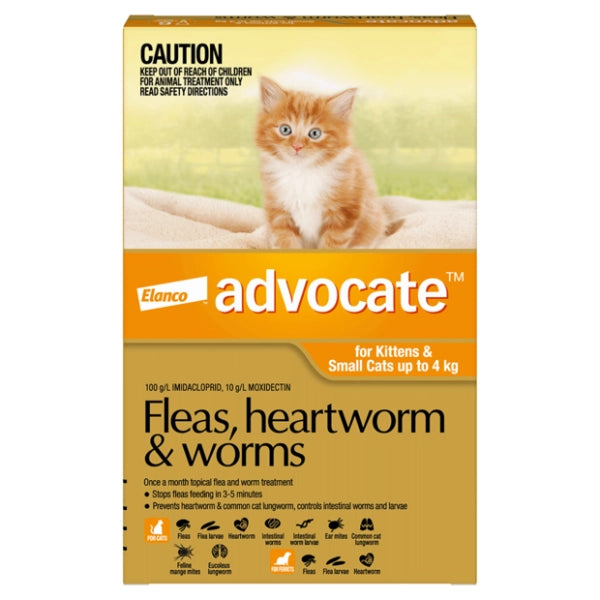 Advocate – Fleas, Heartworm & Worms – Kittens & Small Cats up to 4kg