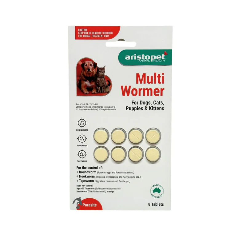 Aristopet Multi Wormer for Dogs, Cats, Puppies & Kittens (8 Tablets)