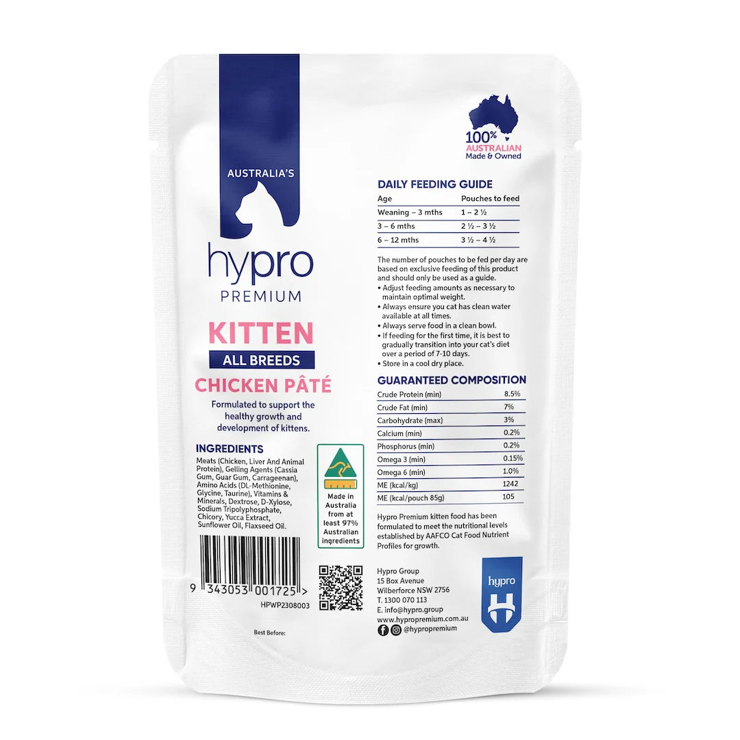 Hypro Premium - Pouches - Kitten - Grain Free - Chicken Pate - 12 x 85g